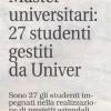 Master Universitari: 27 studenti gestiti da Univer