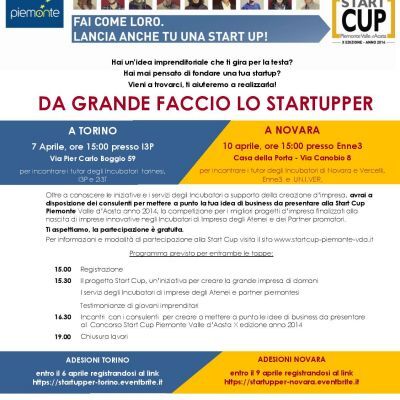  Da grande faccio lo startupper - START CUP PIEMONTE VdA 2014, supporto alla presentazione dell'idea di business 