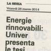 Energie Rinnovabili:Univer presenta le tesi