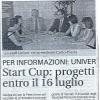 Start Cup: progetti entro il 16 luglio. Per informazioni: Univer