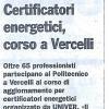 Certificatori energetici, corso a Vercelli